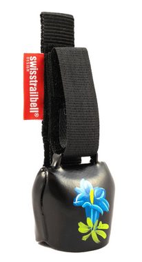 swisstrailbell Fahrradklingel Deep Black mit Alpen Enzian, Fahrrad Klingel, Trailbell, Bear Bell