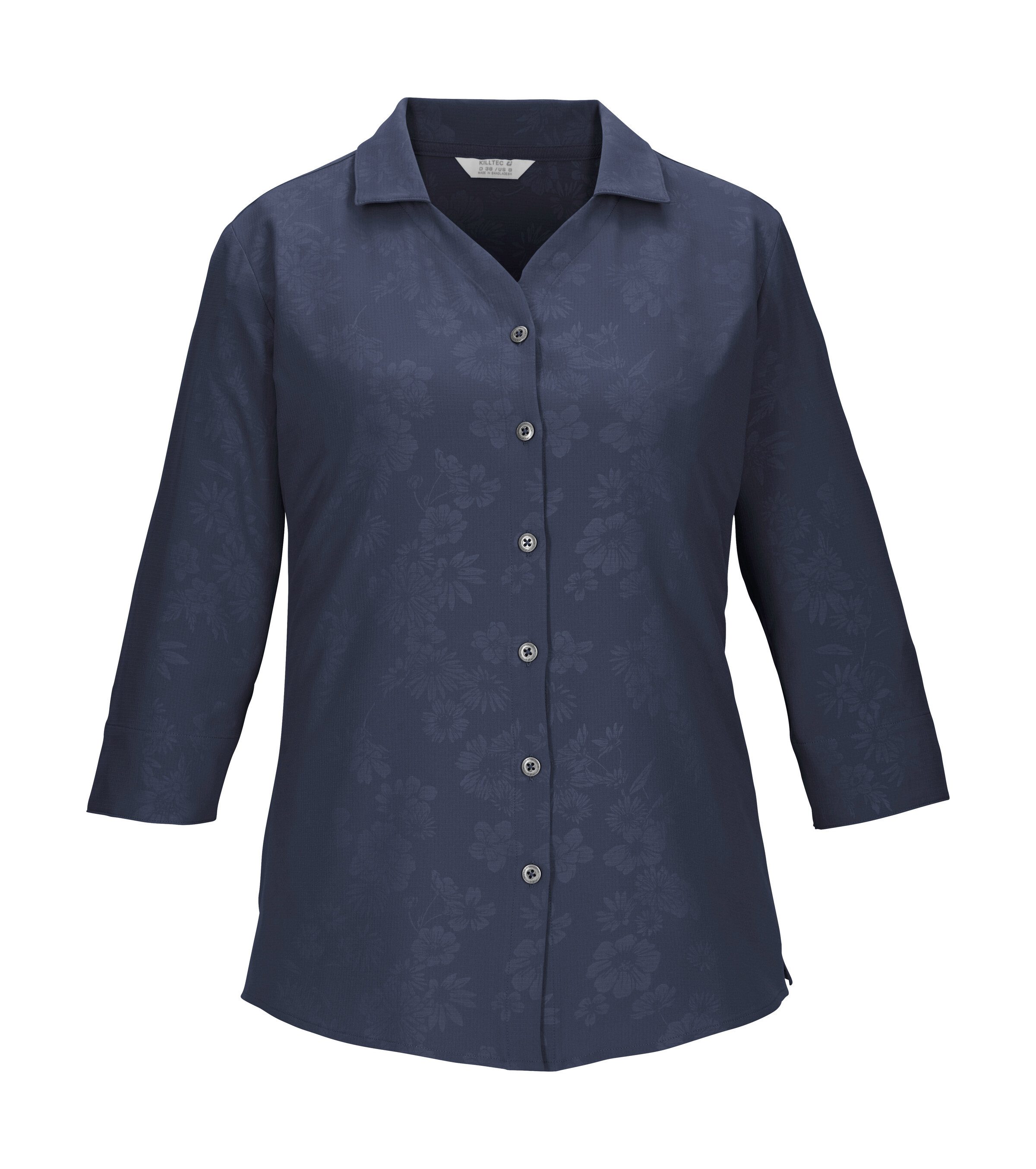 Killtec Funktionshemd KOS 62 WMN WVN SHRT Schnelltrocknende Bluse mit floralem Print und Rückenraffung