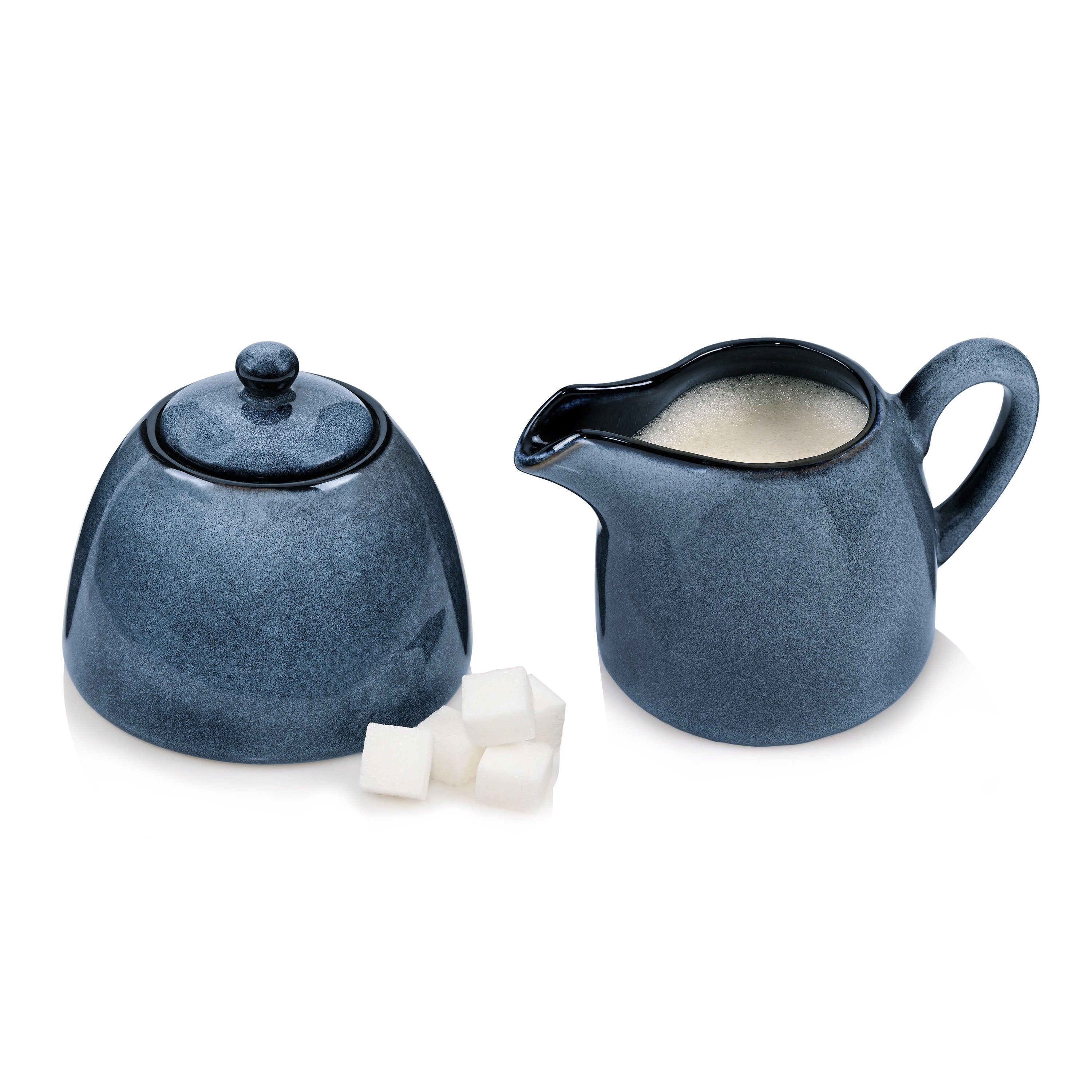 SÄNGER Milch- und Zuckerset Darwin (2-tlg), Steingut, Handmade, Blau, Premium Collection