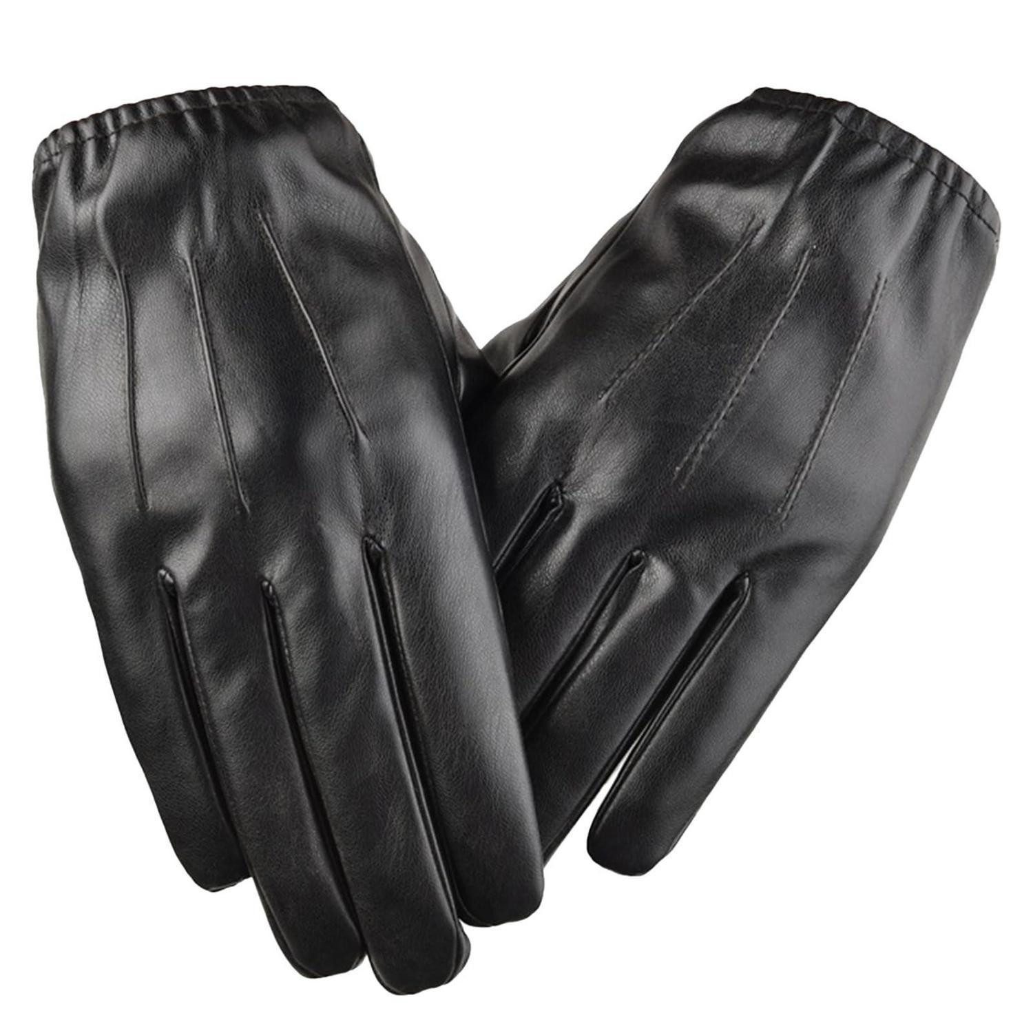 LuxusKollektion Lederhandschuhe Herren Lederhandschuhe Schwarz Warm Futter Touchscreen (1-St)