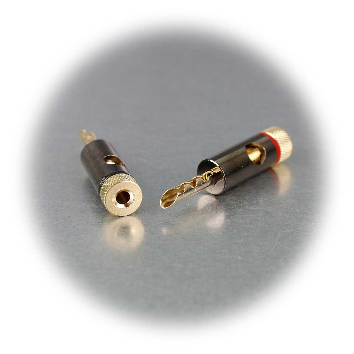 Dynavox Rundstecker 4er Set Bananenstecker, Hohlstecker, 2xrot/2xschwa