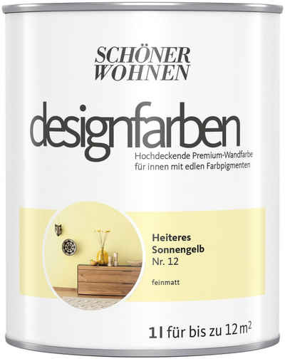 SCHÖNER WOHNEN-Kollektion Wand- und Deckenfarbe »Designfarben«, 1 Liter, Heiteres Sonnengelb Nr. 12, hochdeckende Premium-Wandfarbe