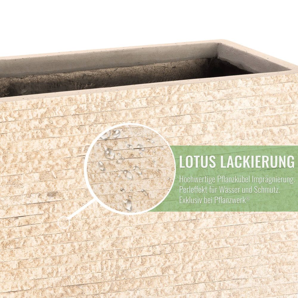 Pflanzwerk® Pflanzkübel TUB Premium Fiberglas Blumenkübel Frostbeständig mit Lotus-Effekt, Fiberglas - Handgefertigt - Rechteckig - Frostbeständig