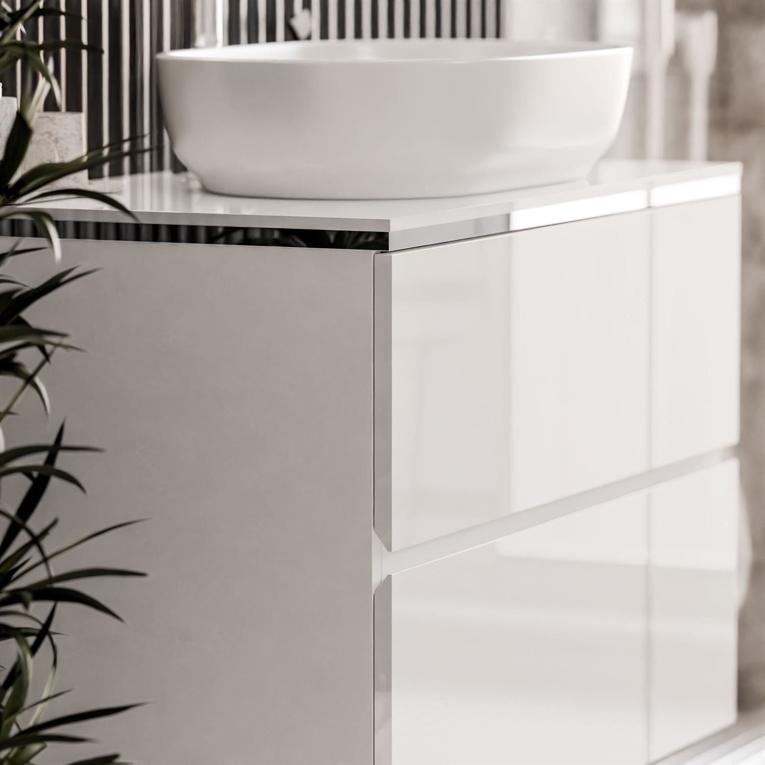 Lookway Badmöbel-Set AURORA SILVER Badezimmerschrank mit praktische Schubladen, 80x55x45 cm – Bild 3 von 5