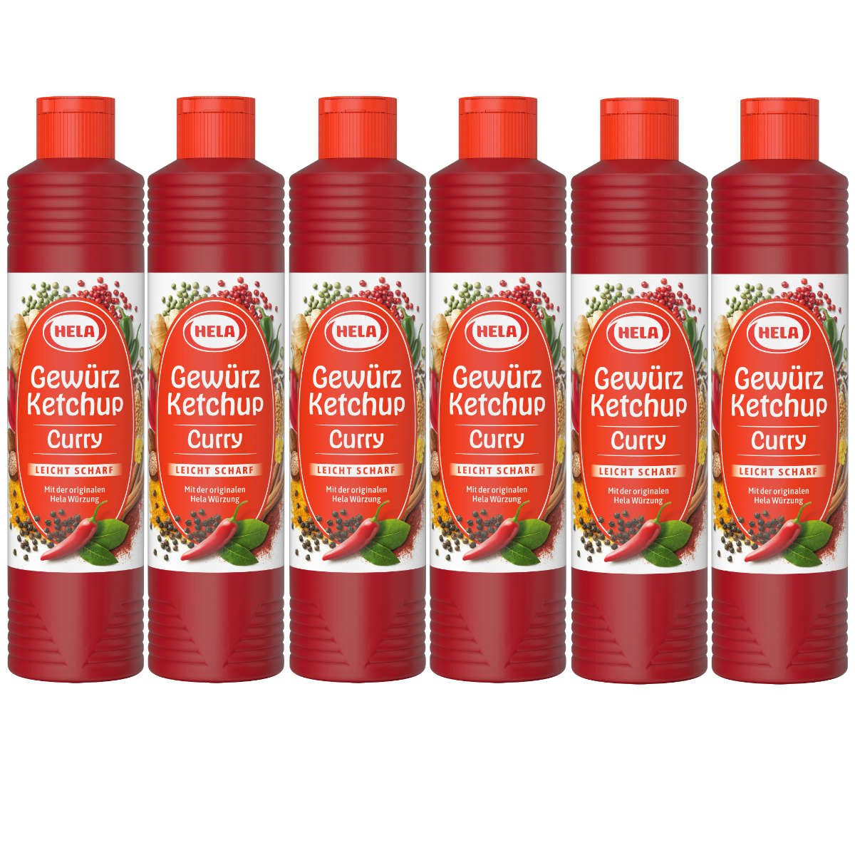 HELA Saucen, Hela Gewürz Ketchup Curry leicht scharf originale Würze 800ml 6er Pack