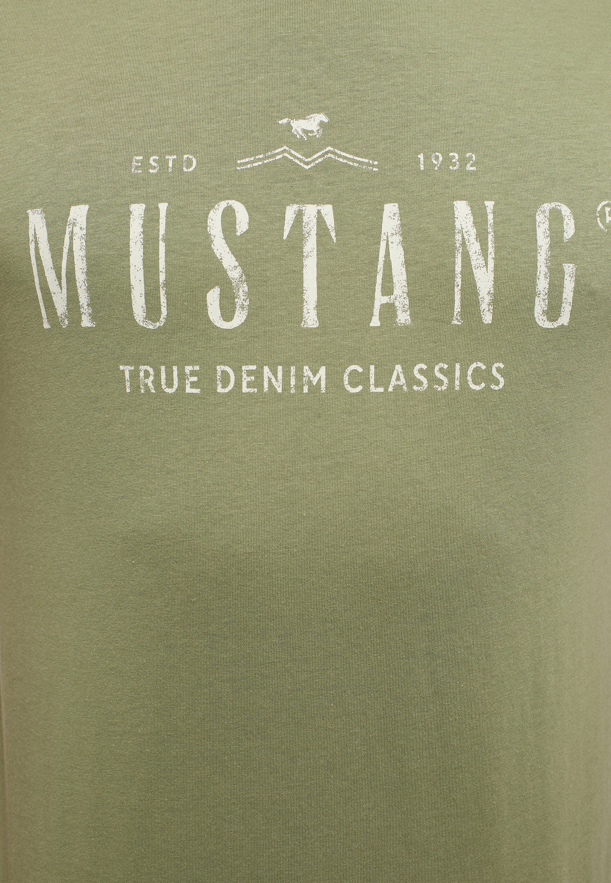 Print-Shirt hellgrün MUSTANG Kurzarmshirt Mustang