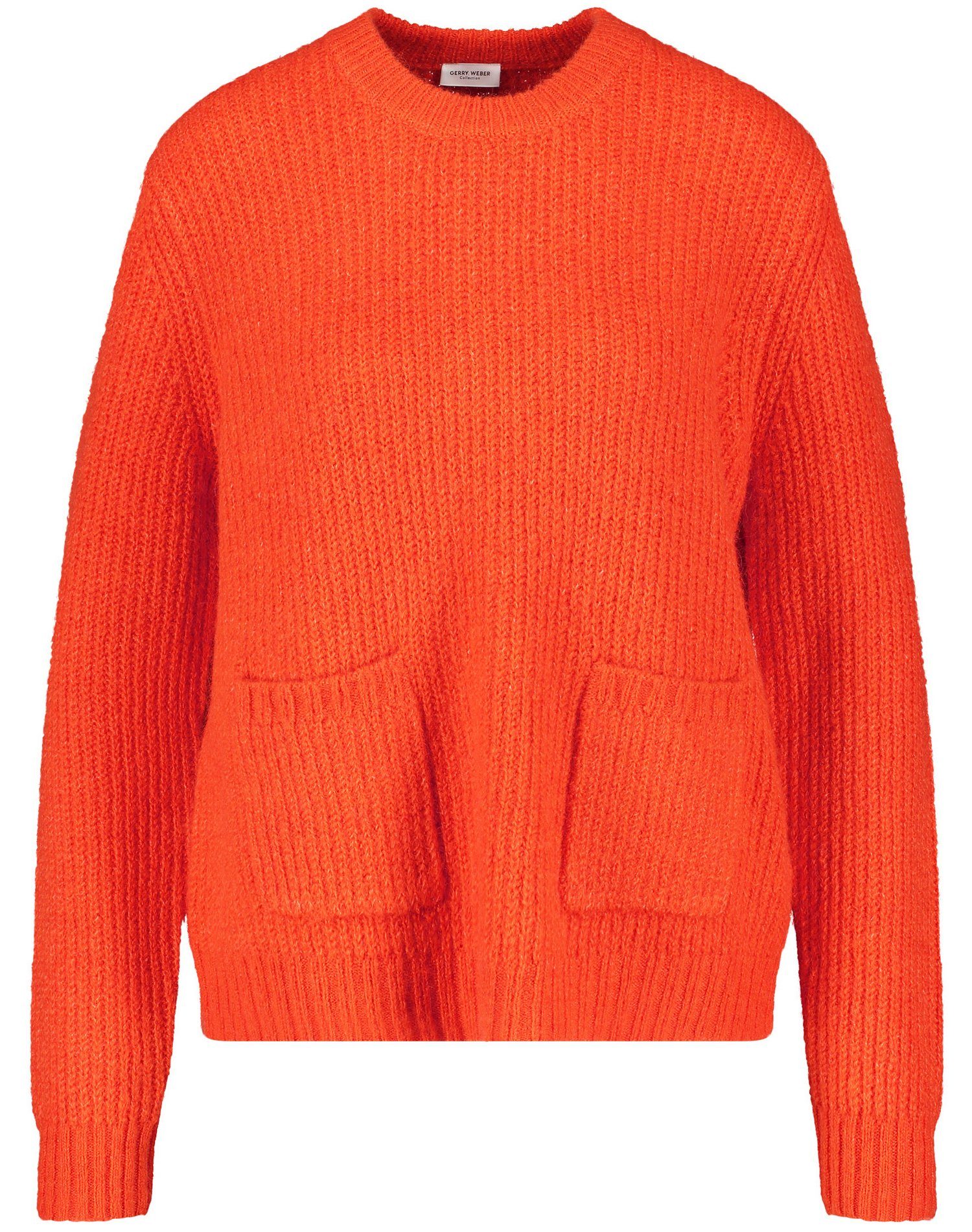 Damen Pullover GERRY WEBER Rundhalspullover Pullover mit Rippenstrick (1-tlg) flauschig