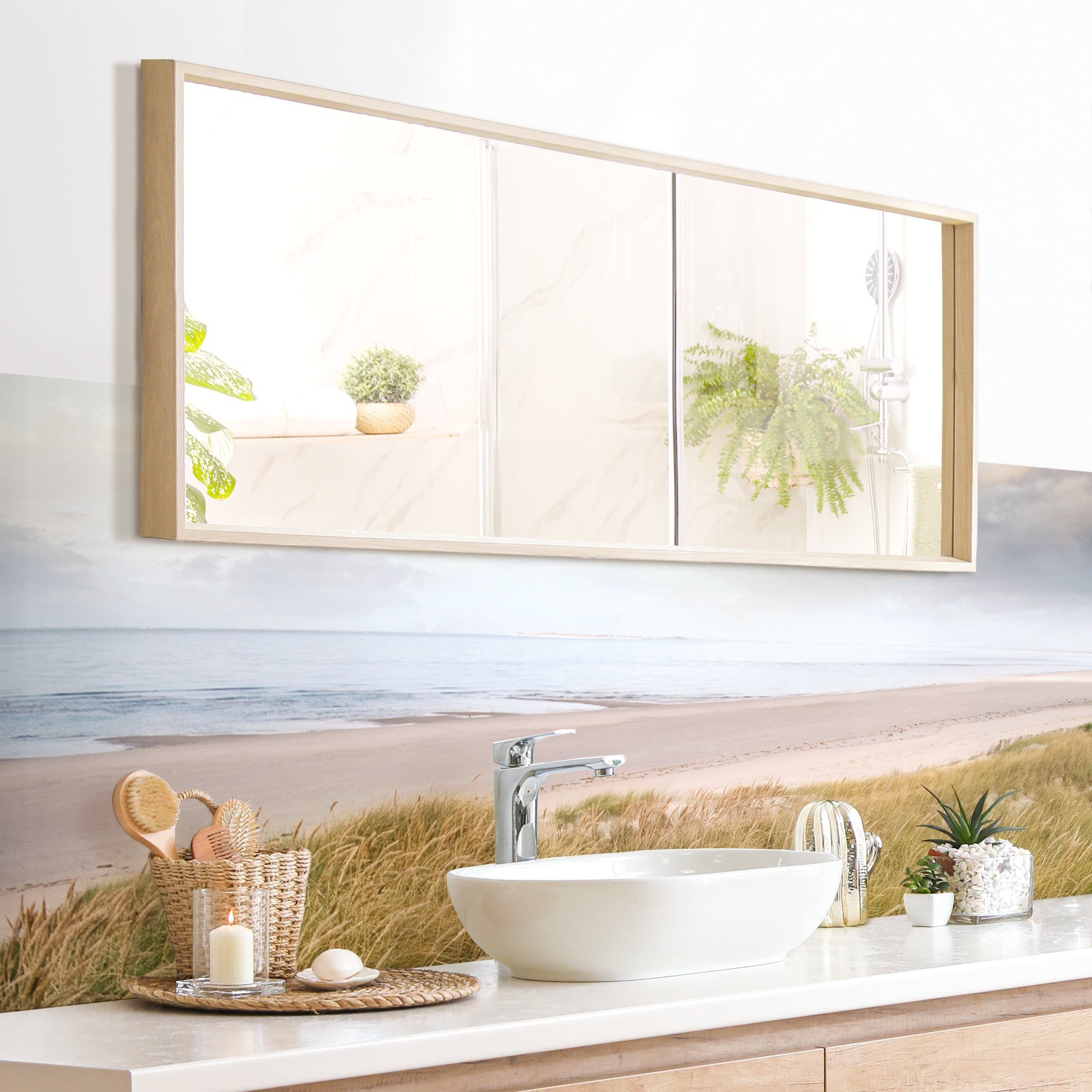 Bilderdepot24 Badrückwand beige fugenlose Wandverkleidung Bad mit Motiv, (Hartfolie matt » Selbstklebend SMART 0,35 mm), wasserfestes Wandpaneel Dünentraum