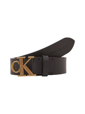 Calvin Klein Jeans Ledergürtel ROUND MONO PLAQUE LTHR BELT 30MM mit Calvin Klein Jeans Markenlabel als Schließe