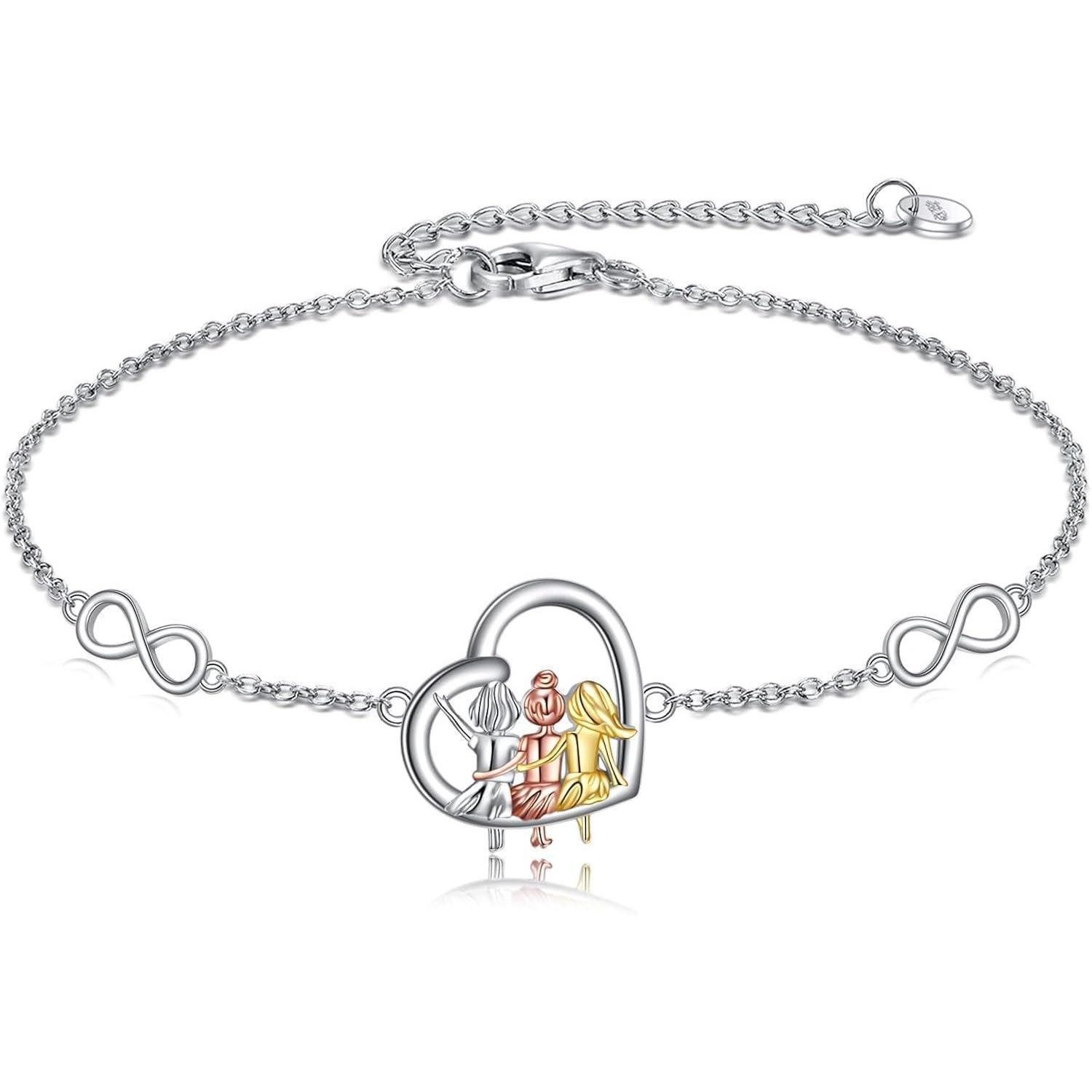 LuxusKollektion Freundschaftsarmband Armband 925 Silber Herz unendlich Drei Schwester Herz Armband