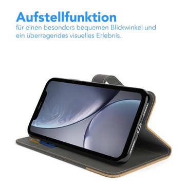 EAZY CASE Handyhülle Bookstyle Farbig für Apple iPhone XR 6,1 Zoll, Handytasche zum Aufklappen mit Standfunktion flipcase Grau Anthrazit