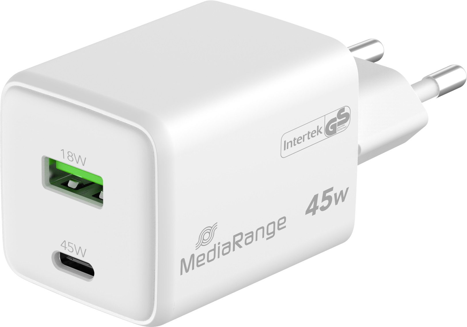 Mediarange Mediarange Ladegerät Power Adapter 45 Watt GaN 1x USB-A + 1x USB-C USB-Ladegerät
