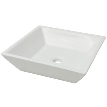 vidaXL Waschbecken »Waschbecken Quadratisch Keramik Weiß 41,5 x 41,5 x 12 cm«
