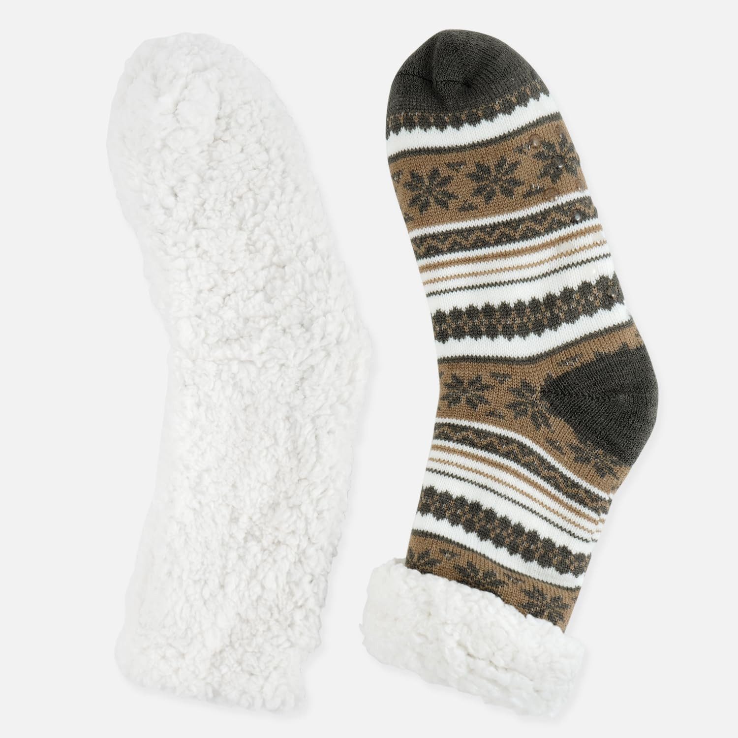 Coonoor Haussocken Hausschuh-Socken für Herren mit rutschfesten Noppen warm und bequem (1-Paar) dicke Kabinen-Socken, ideales Geschenk für den Winter