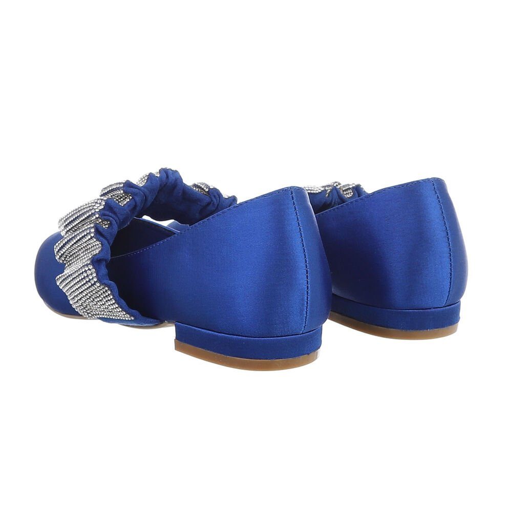 Ital-Design Damen Schlupfschuhe Party & Clubwear Ballerina Blockabsatz Klassische Ballerinas in Blau