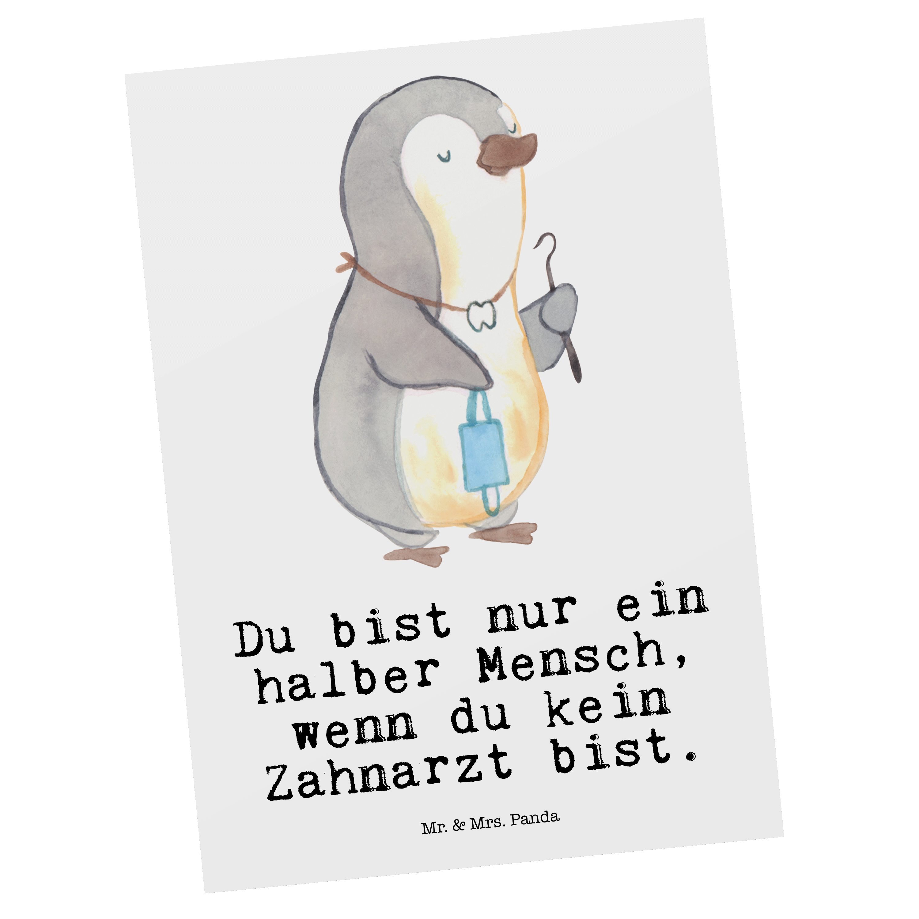 Mr. & Mrs. Panda Postkarte Zahnarzt mit Herz - Weiß - Geschenk, Kollege, Dankeskarte, Arbeitskol