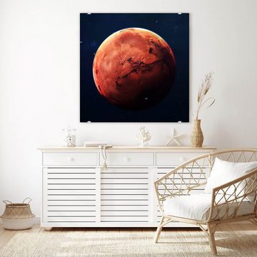 Primedeco Glasbild Wandbild Quadratisch Mars mit Aufhängung, Weltall