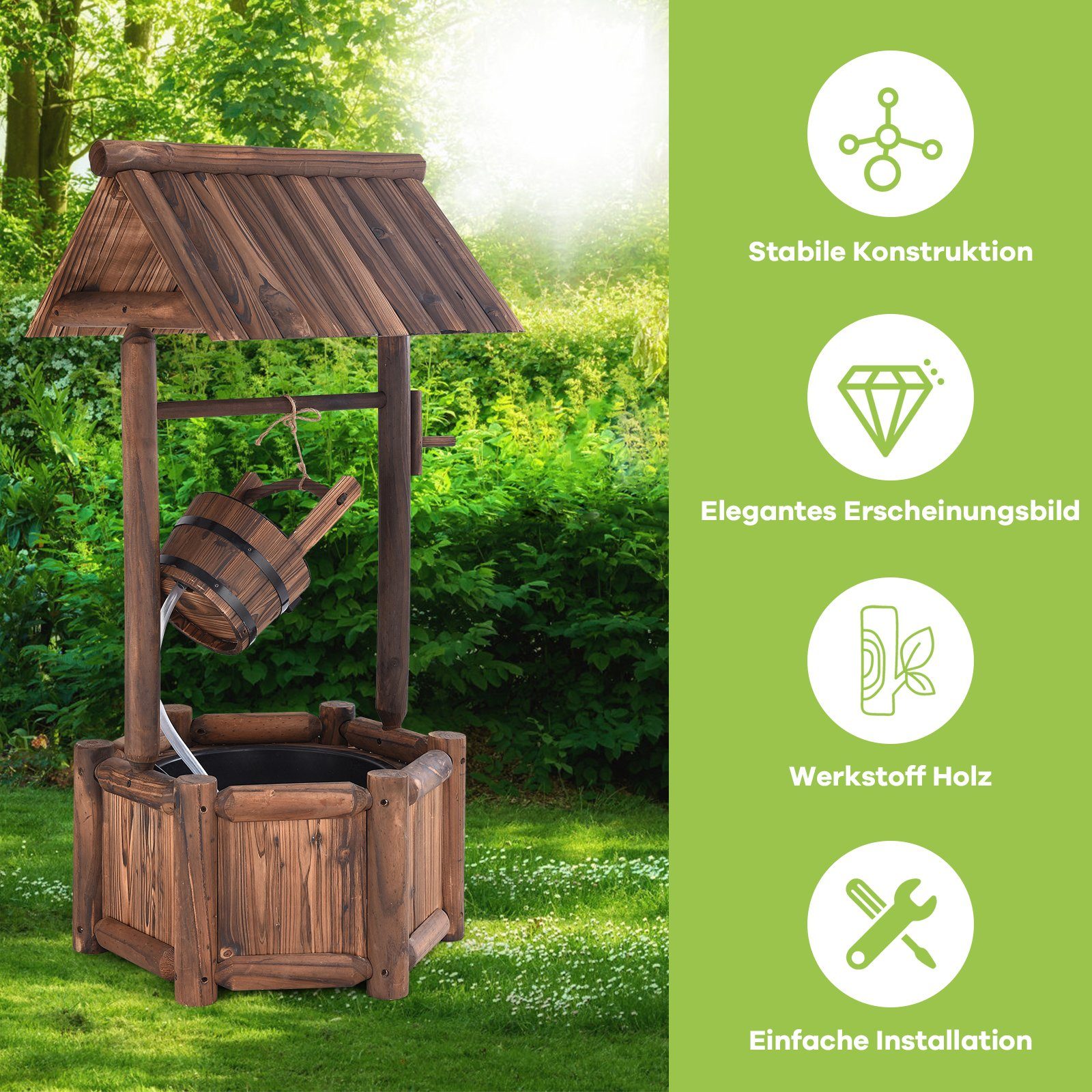 Thumbnail - COSTWAY Gartenbrunnen, Wasserbecken BxT: 58,50x58,50 cm, mit Pumpe