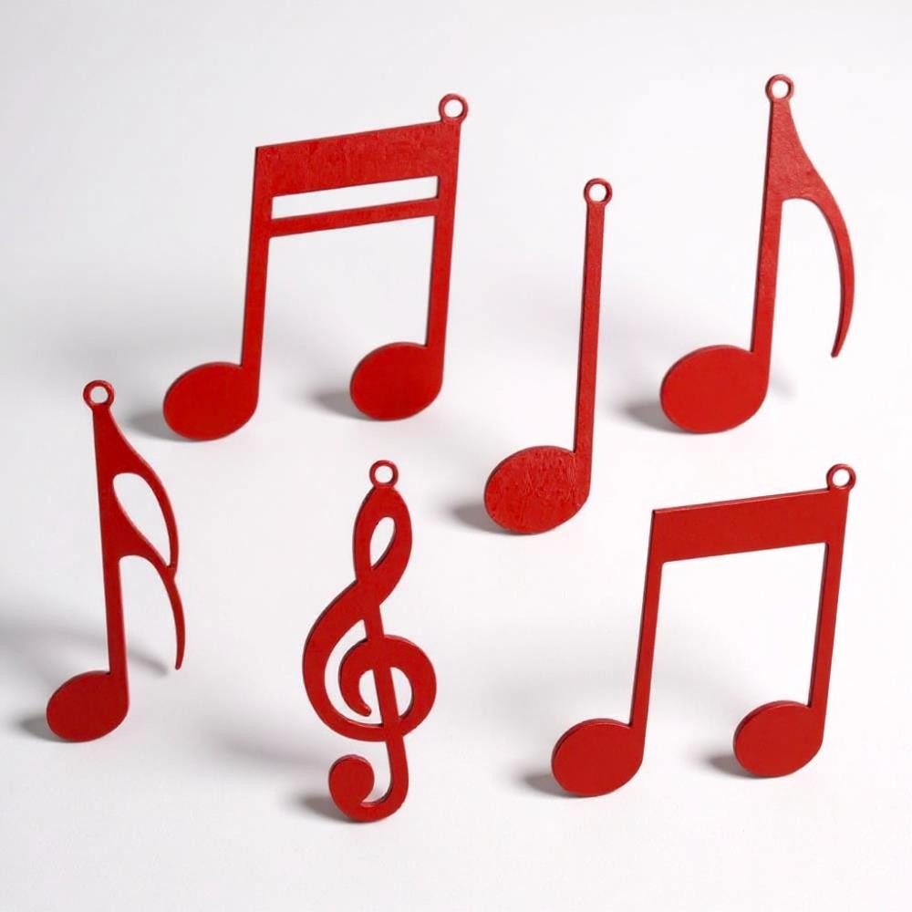 mugesh Weihnachtsbaumkugel Pappelholz Anhänger Notenmix (6er-Set), für Musiker