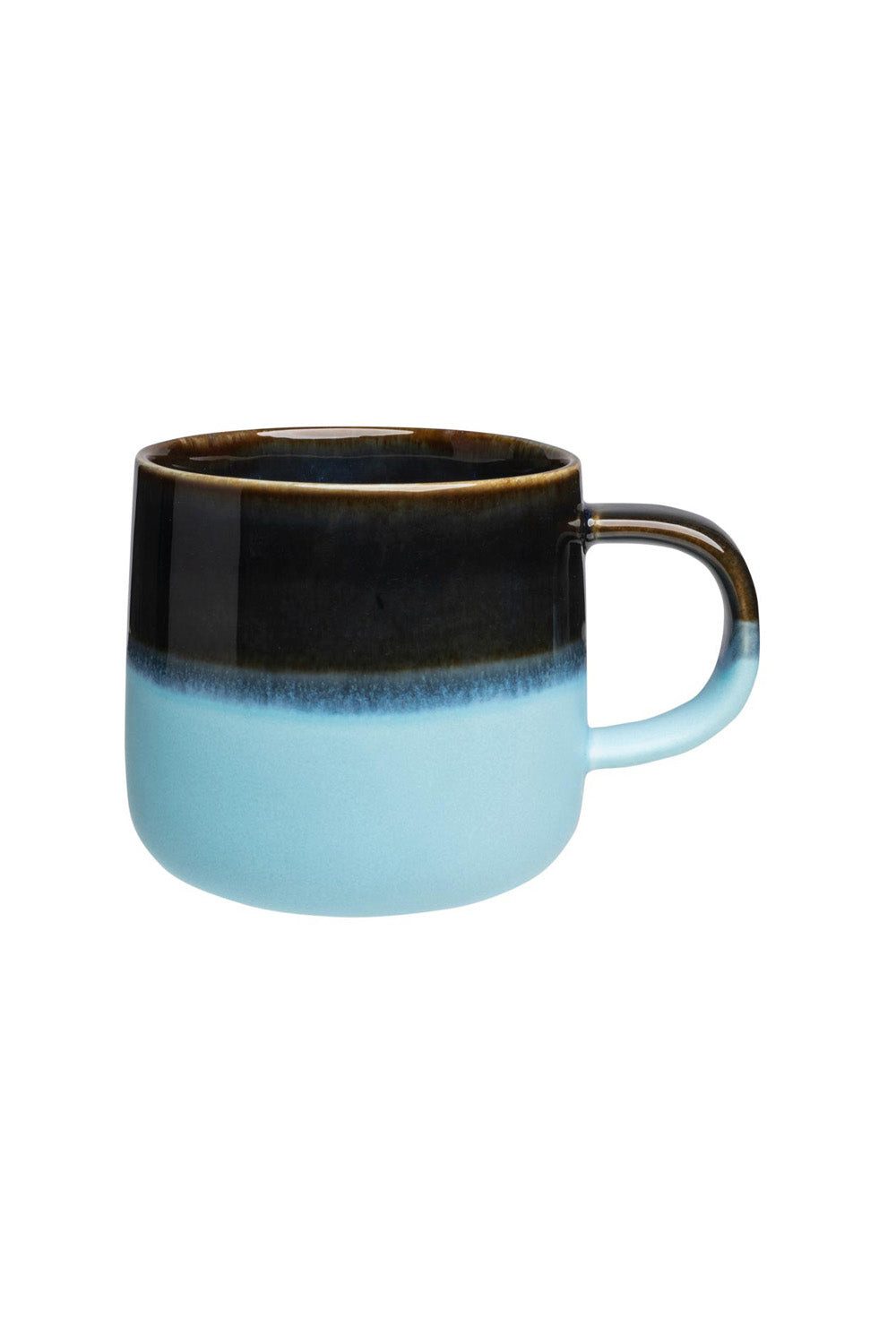 Tranquillo Tasse aus Steingut INDUSTRIAL 390ml groß blau spülmaschinengeeignet, Becher mit handgetauchter Glasur - einzigartige, zweifarbige Optik