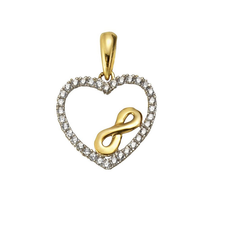 Anhänger Gold 333 Herzform mit Stein Kettenanhänger Gold 333 mit Zirkonia Herz