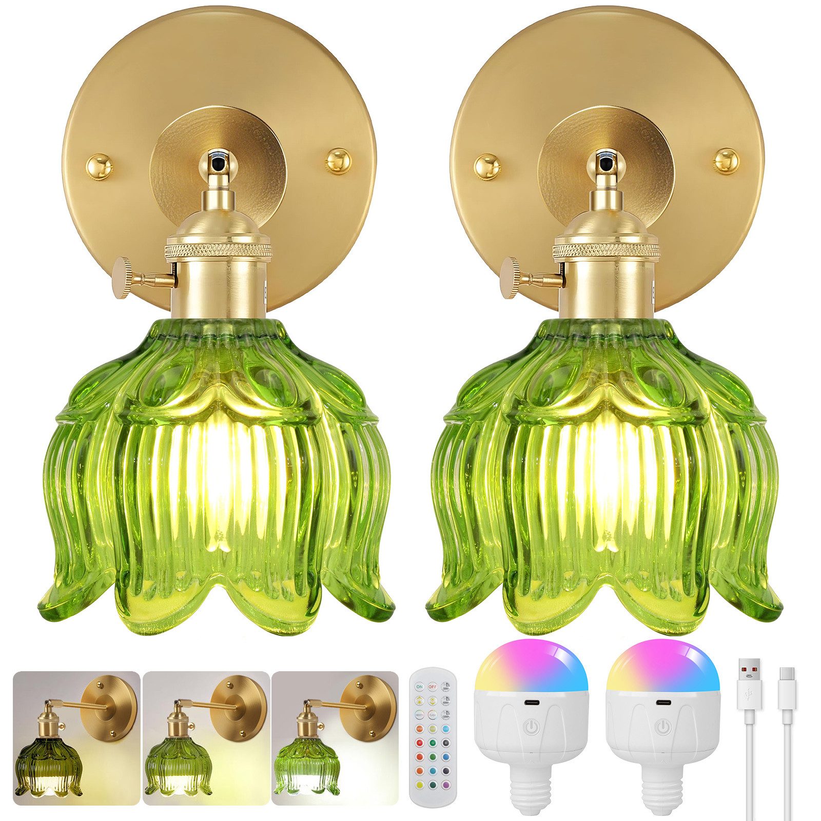 Rosnek Wandleuchte LED Wandlampe Modern Dimmbar RGB mit Fernbedienung, Glas günstig online kaufen