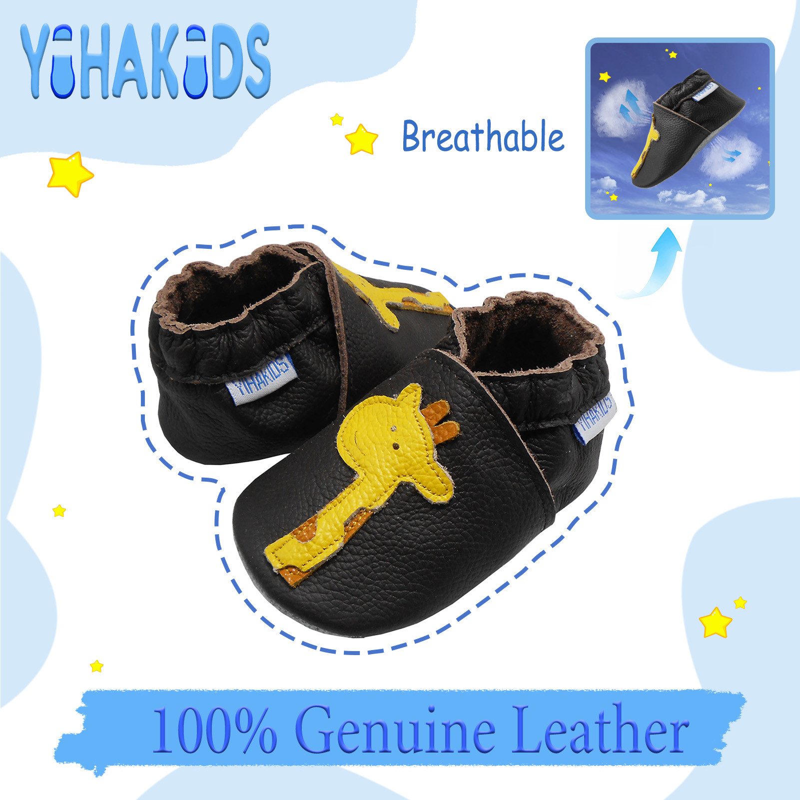Yihakids Yihakids Baby Lauflernschuhe – Weiche Lederpuschen, Rutschfest Krabbelschuh