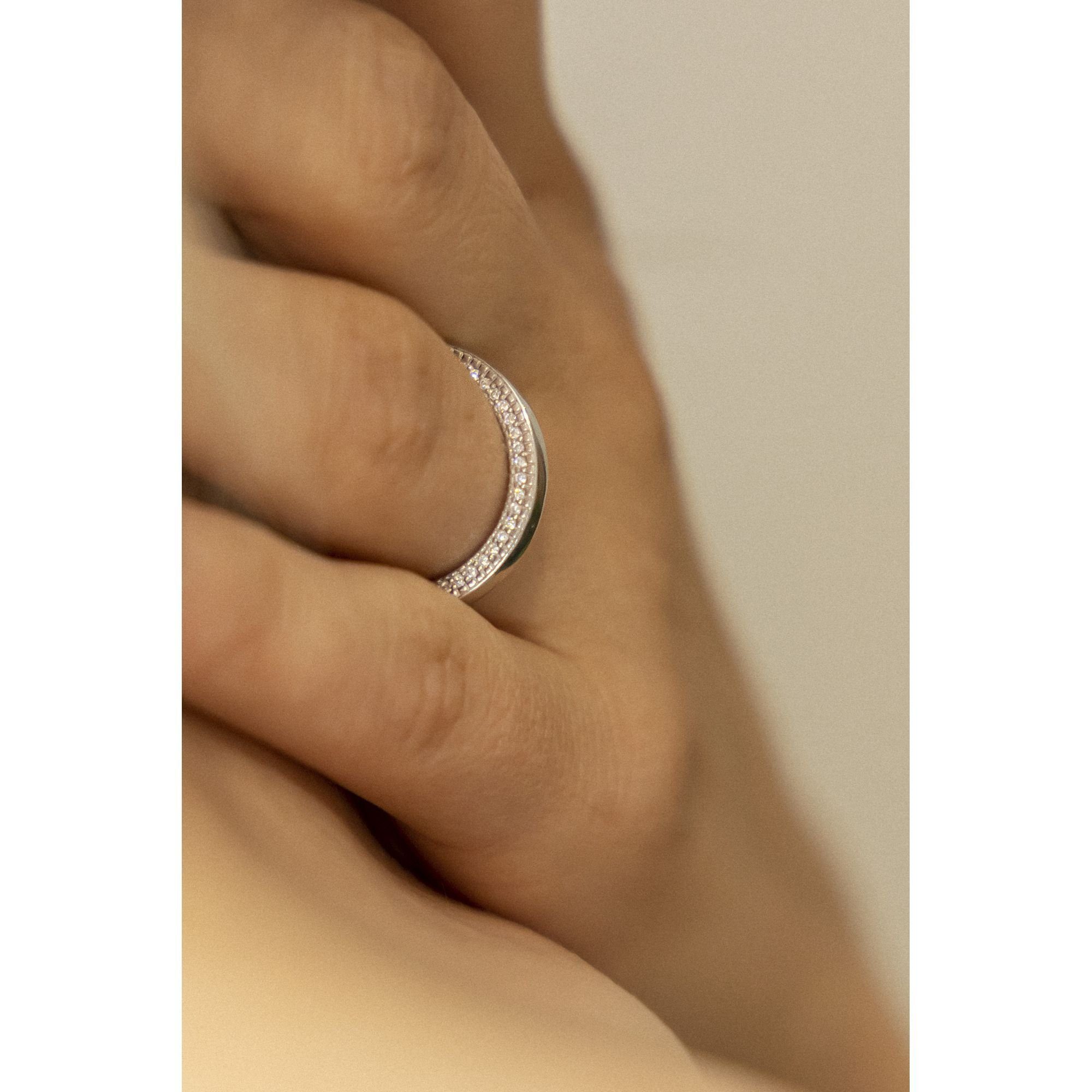 CELESTA Fingerring Silber 925 rhodiniert mit 104 weißen Zirkonia-Steinen