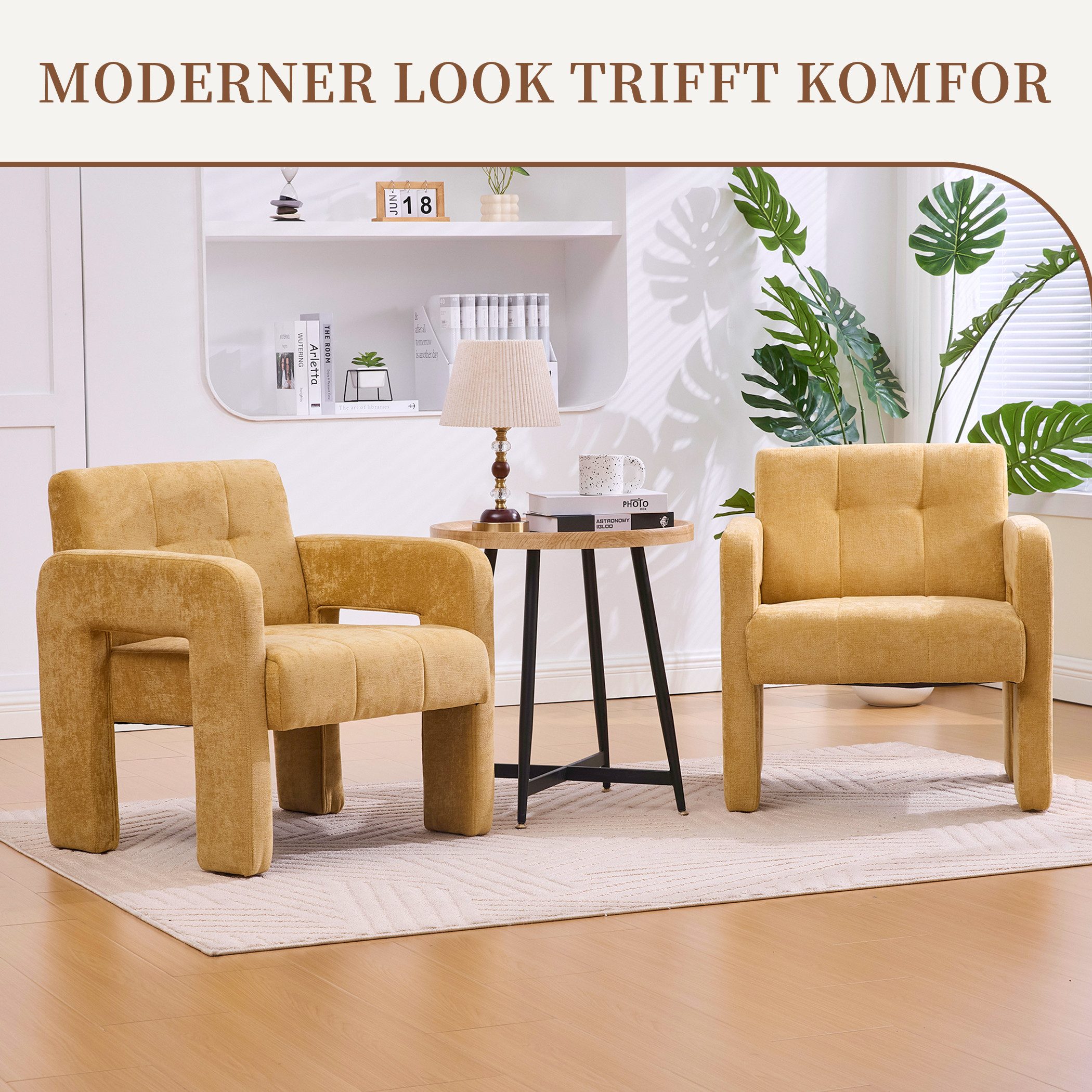 SeedWave Sessel Chenille Relaxsessel mit Ergonomischer Rückenlehne, Gepolstertem Sitz, Polstersessel mit hochdichtem Schaumstoff & verstärkten Beinen