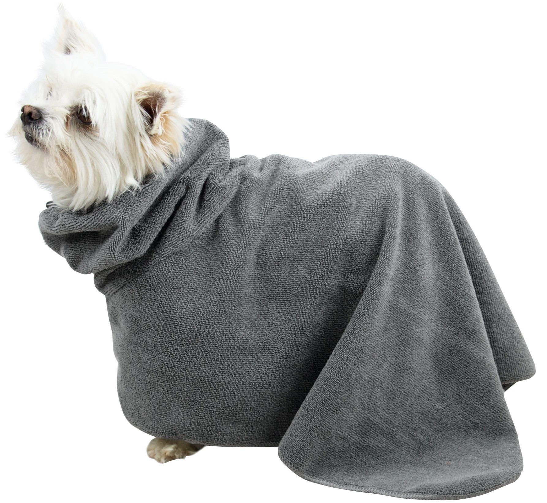 ZOLLNER24 Hundebademantel, 85% Polyester, 15% Polyamid, hinten mit Öse und Knopf