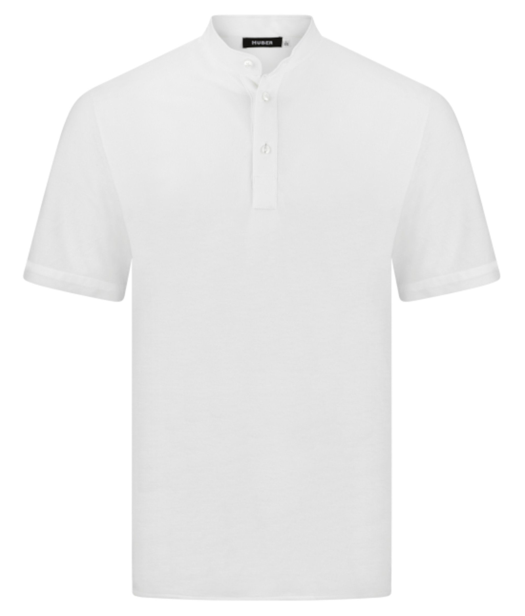 Huber Hemden Poloshirt HU-0201 Pikee-Shirt Stehkragen, Kurzarm, Comfort Fit, weiter Schnitt, Made in EU weiß