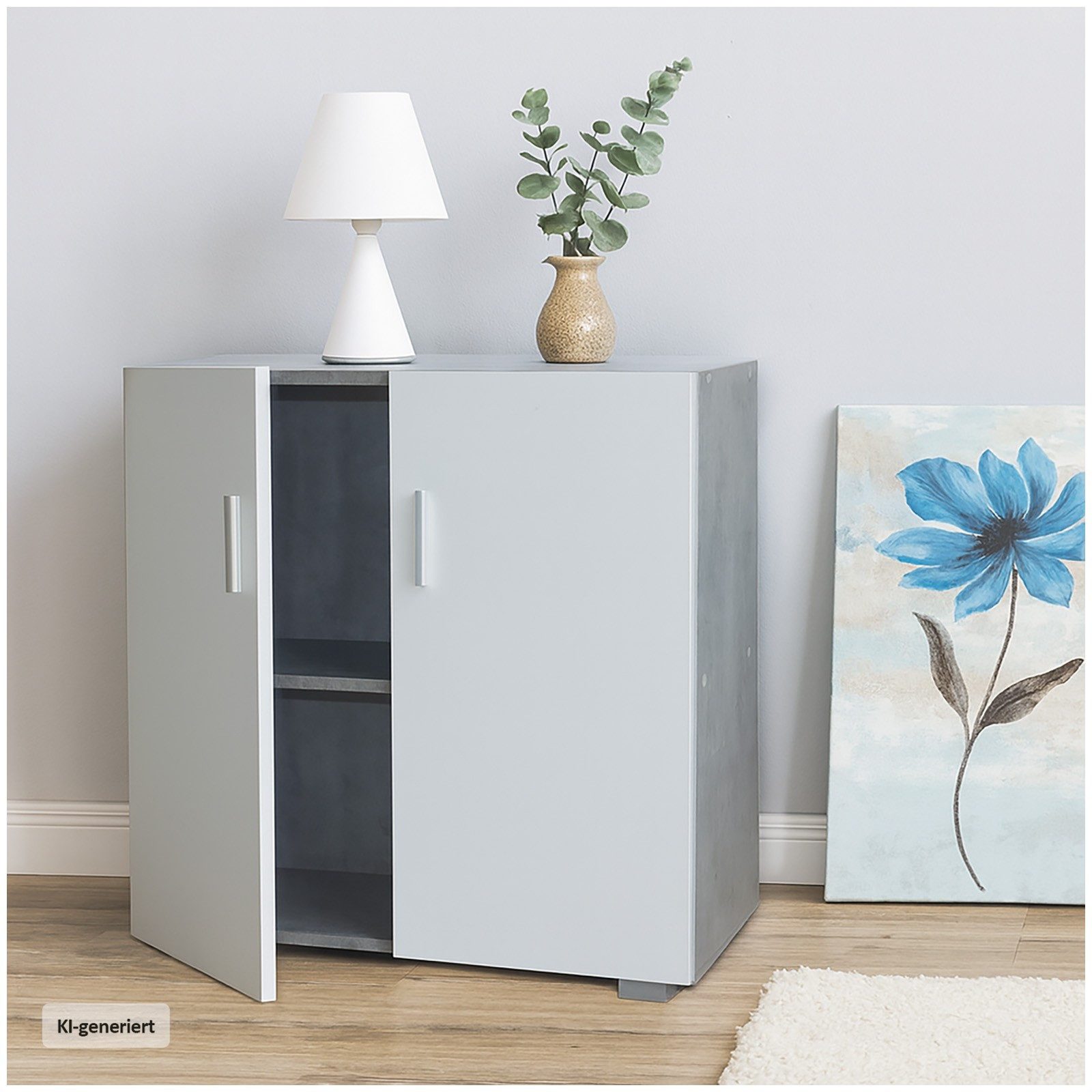 HTI-Living Sideboard Sideboard 2 Fächer Thekla Beton-Weiß (Stück, 1 St., 1 Sideboard), Kommode Midischrank