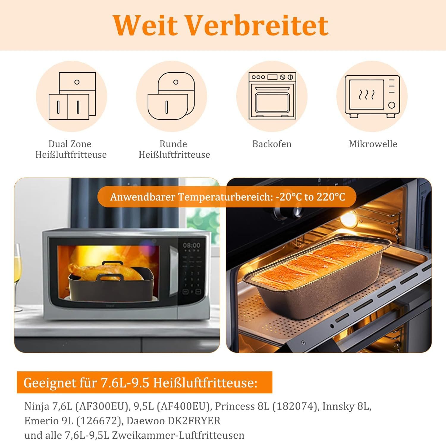 BlingBin Küchenmaschinen Zubehör-Set 19pcs Zubehör Heißluftfritteuse für Ninja Foodi AF300EU AF400EU, Zubehör für 7,6L-9,5L Dual-Airfryer und passt auch für größere Airfryer wie den Ninja 7,6L (AF300EU), 9,5L (AF400EU), Princess 8L (182074), Innsky 8L, Emerio 9L (126672), Daewoo DK2FRYER und alle 7,6L-9,5L Zweikammer-Luftfritteusen., Dual Zone Airfryer Accessories für Innsky,Princess,Emerio 7,6L-9,5L