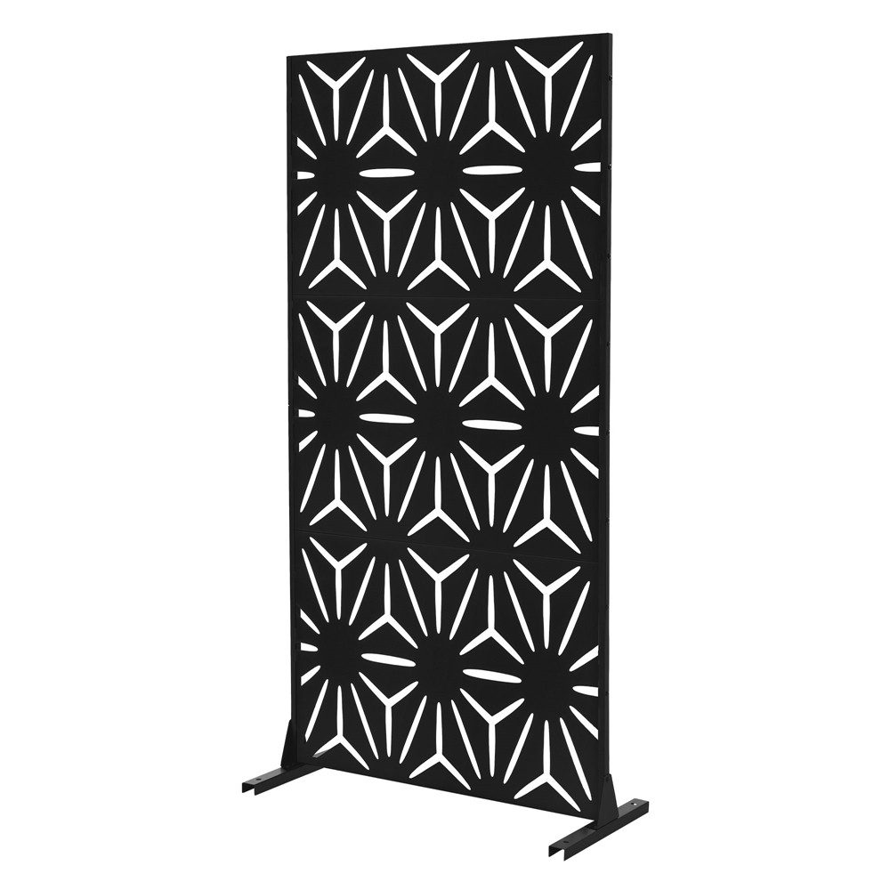 ML-DESIGN Sichtschutzelement Metall-Sichtschutz Paravent erweiterbar mit Ständer Sichtschutzwand, Raumteiler mit 3 Paneele Torino 90x180cm Stahl freistehend Trennwand