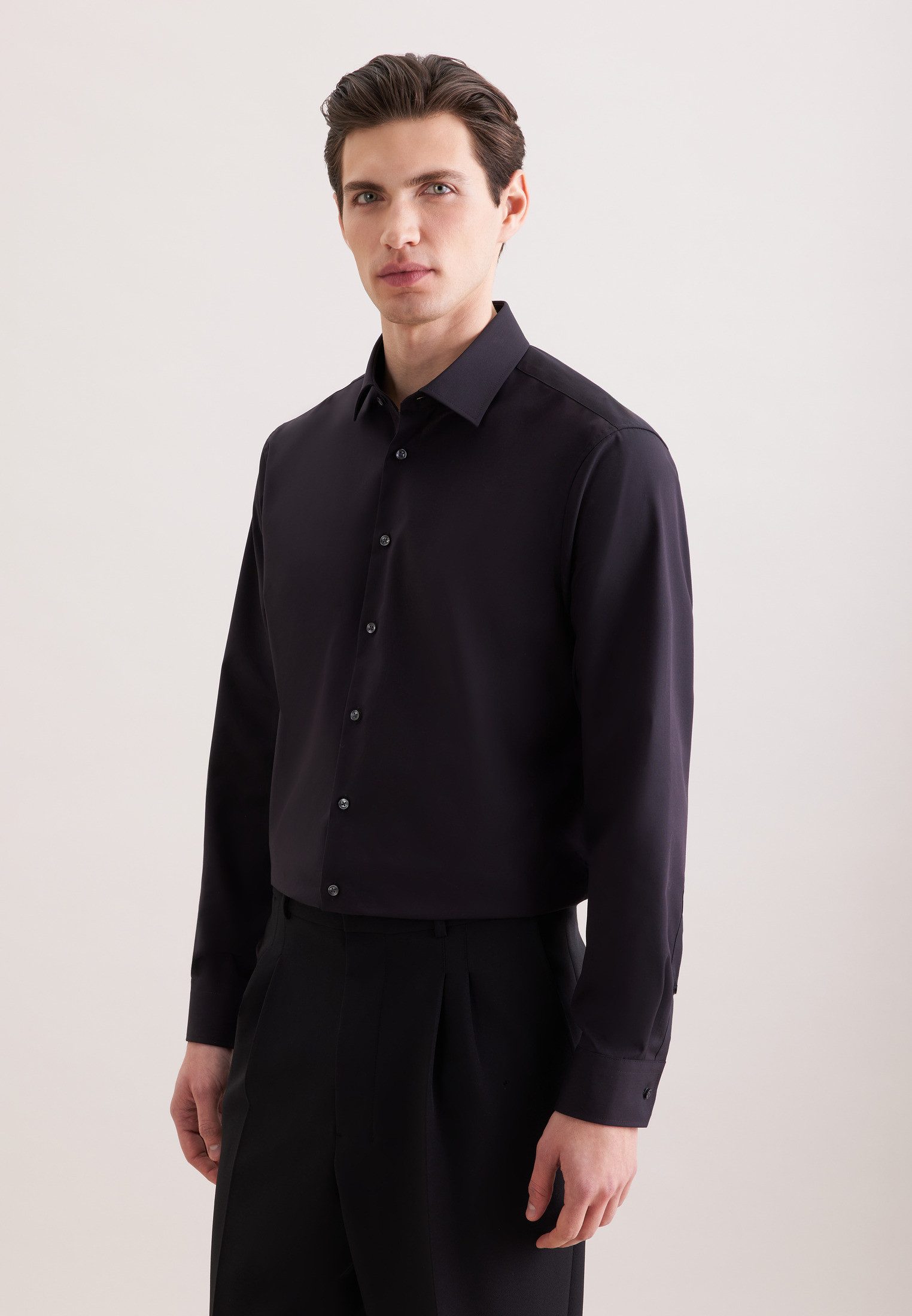 seidensticker Businesshemd Schwarze Rose Shaped 1/1 Kentkragen Uni