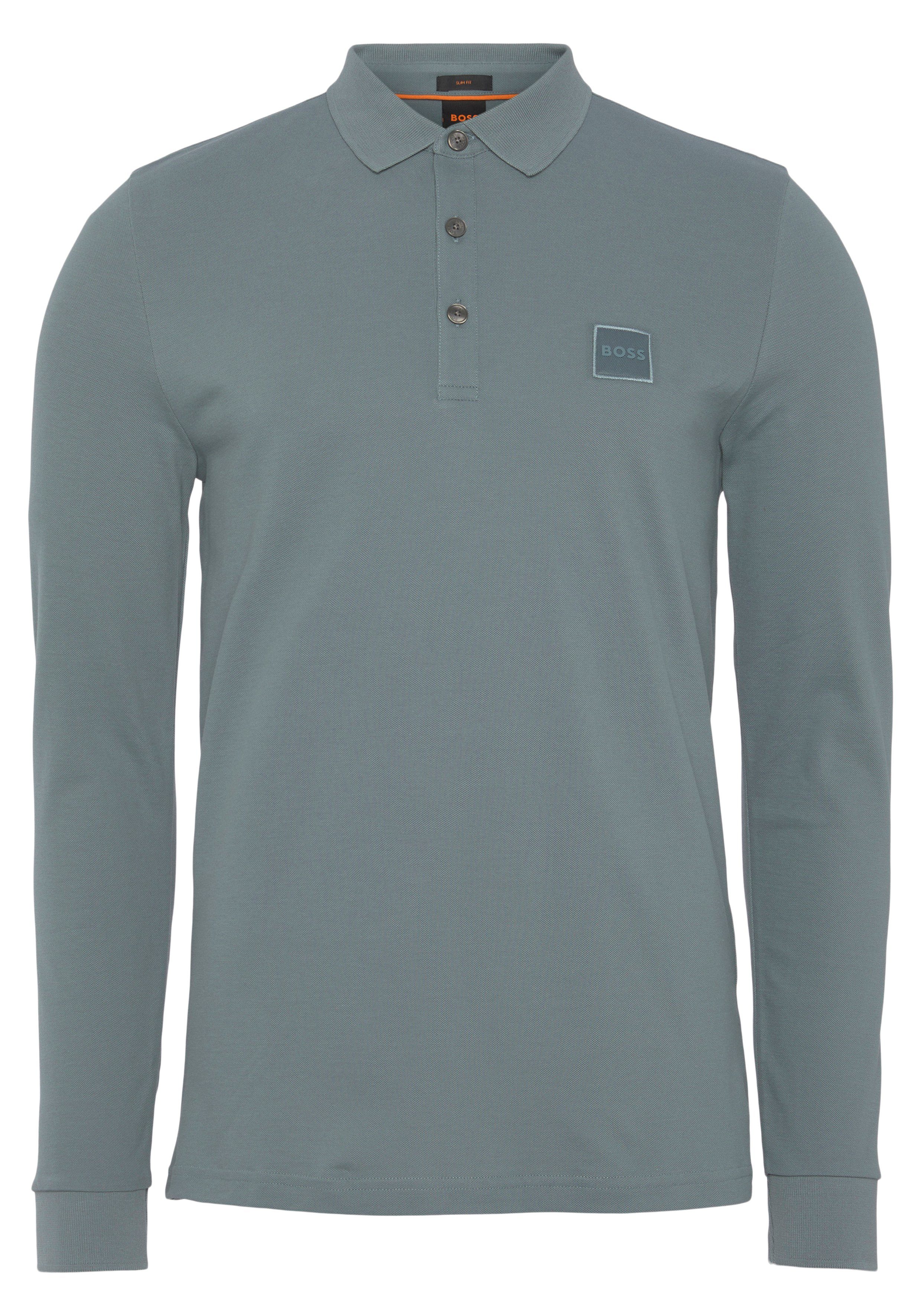 BOSS ORANGE Poloshirt Passerby Kragen 01 am Perlmuttoptikknöpfen mit grün 10242645