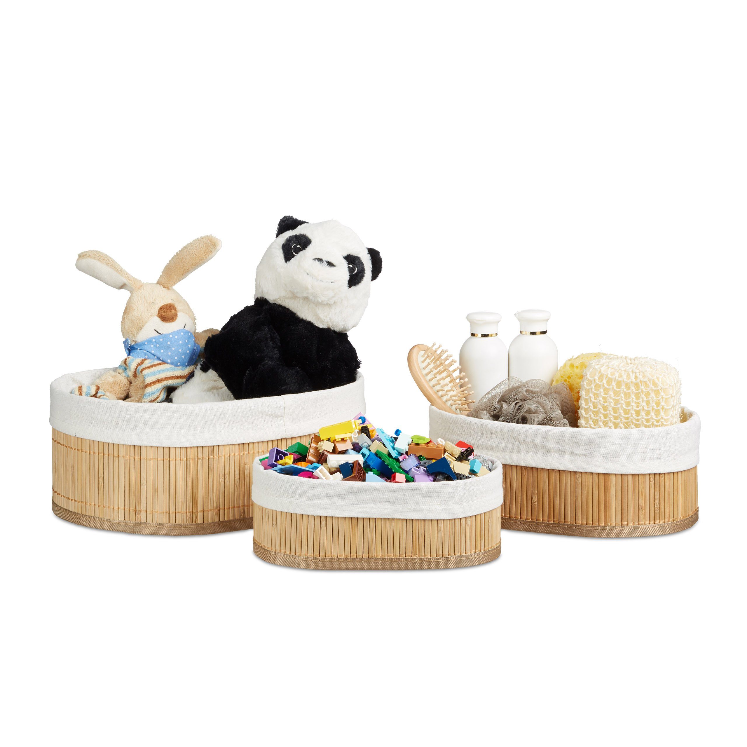 relaxdays Aufbewahrungskorb Regalkorb Set Bambus dreiteilig, günstig online kaufen