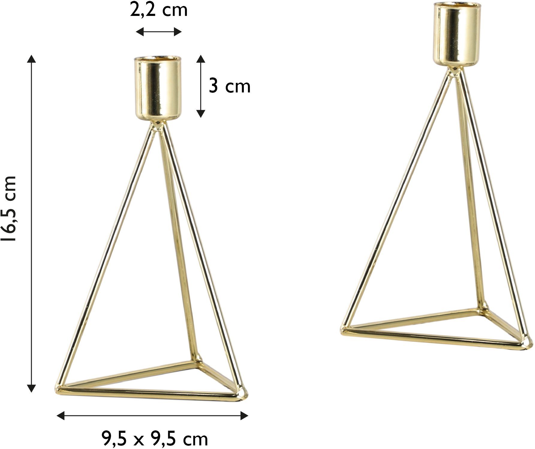 Eisen, Höhe ECHTWERK Kerzenständer, Weihnachtsdeko 16,5 St), aus cm ca. Modern 2 Kerzenhalter (Set, Small, moderner Teelichthalter goldfarben