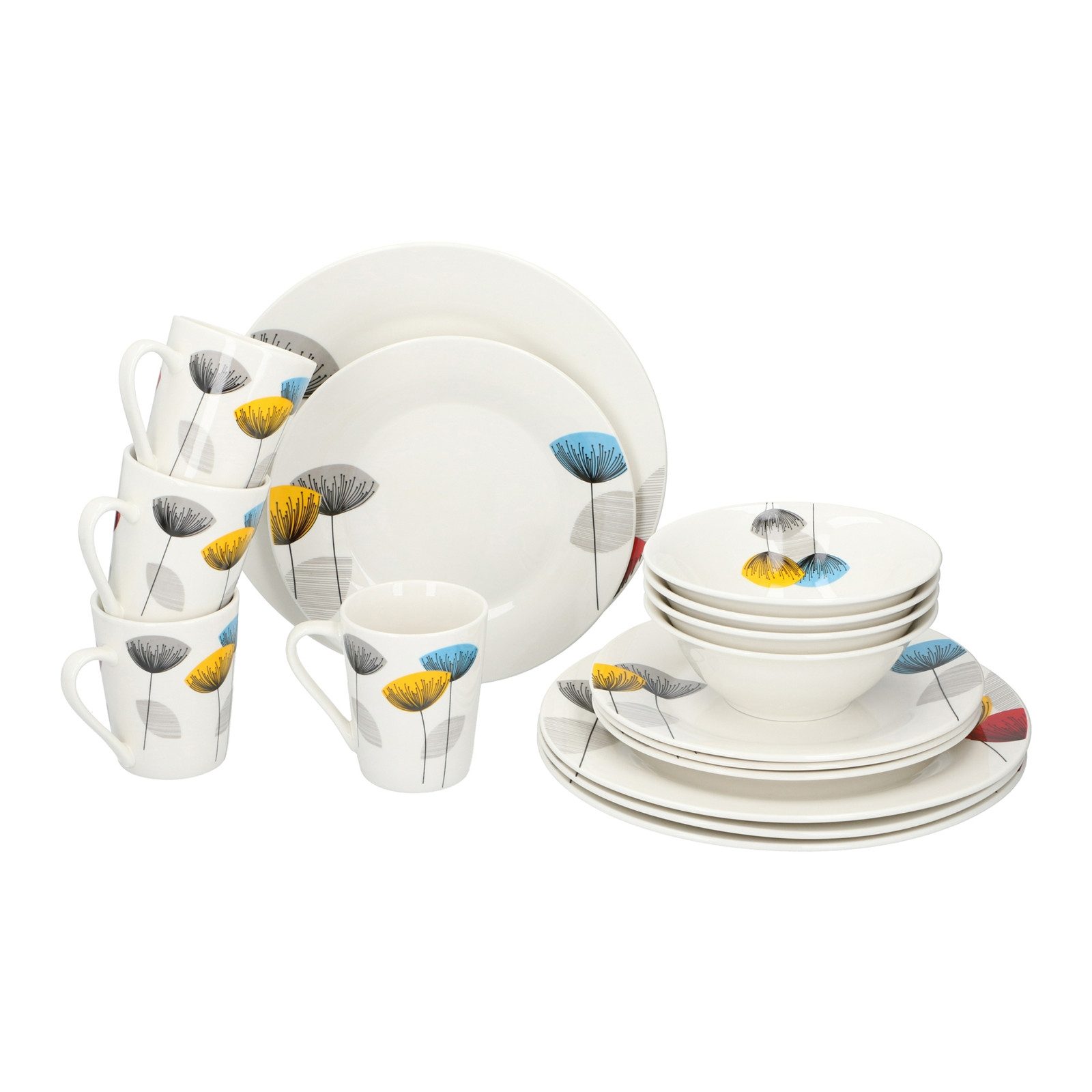 Neuetischkultur Tafelservice Tafelservice 16-teilig (16-tlg), Keramik, für 4 Personen mikrowellengeeignet spülmaschinenfest