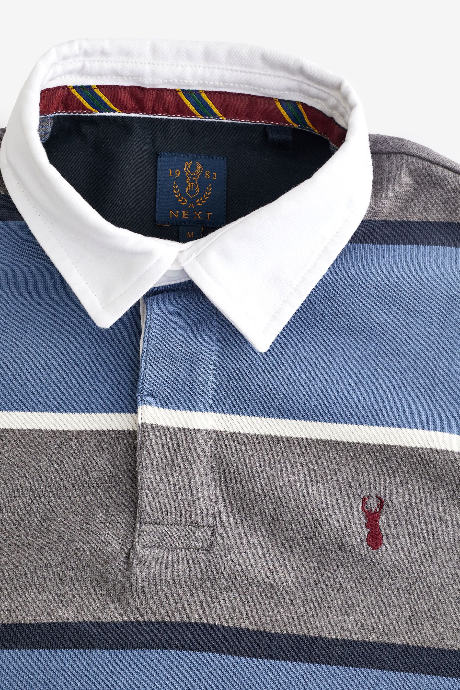 Stripe Rugby-Poloshirt (1-tlg) Rugbyshirt Marl Blue Next