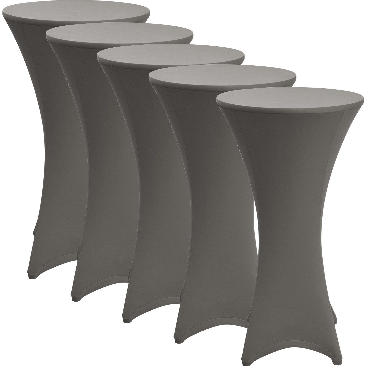 Beautissu Stehtischhusse Stretch Stehtisch Bistrotisch Husse, Ø80-85cm, Anthrazit, 5er Set, Verstärkung im Fußbereich & 40°C waschbar, rutschfest & bügelfreie