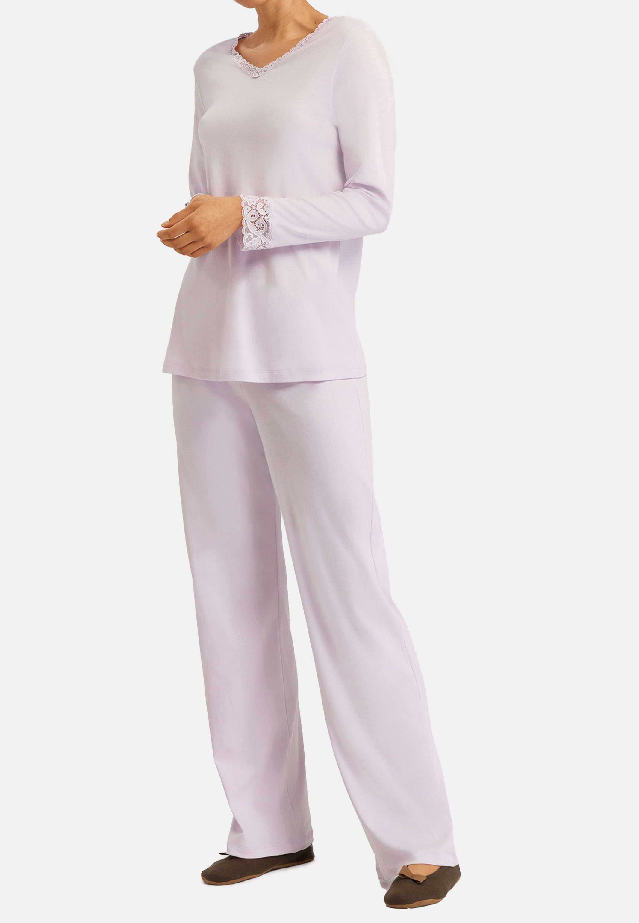Hanro Pyjama Moments (Set, 2 tlg) Schlafanzug - Baumwolle - Set aus langer Hose und Langarm Shirt Lupine Love