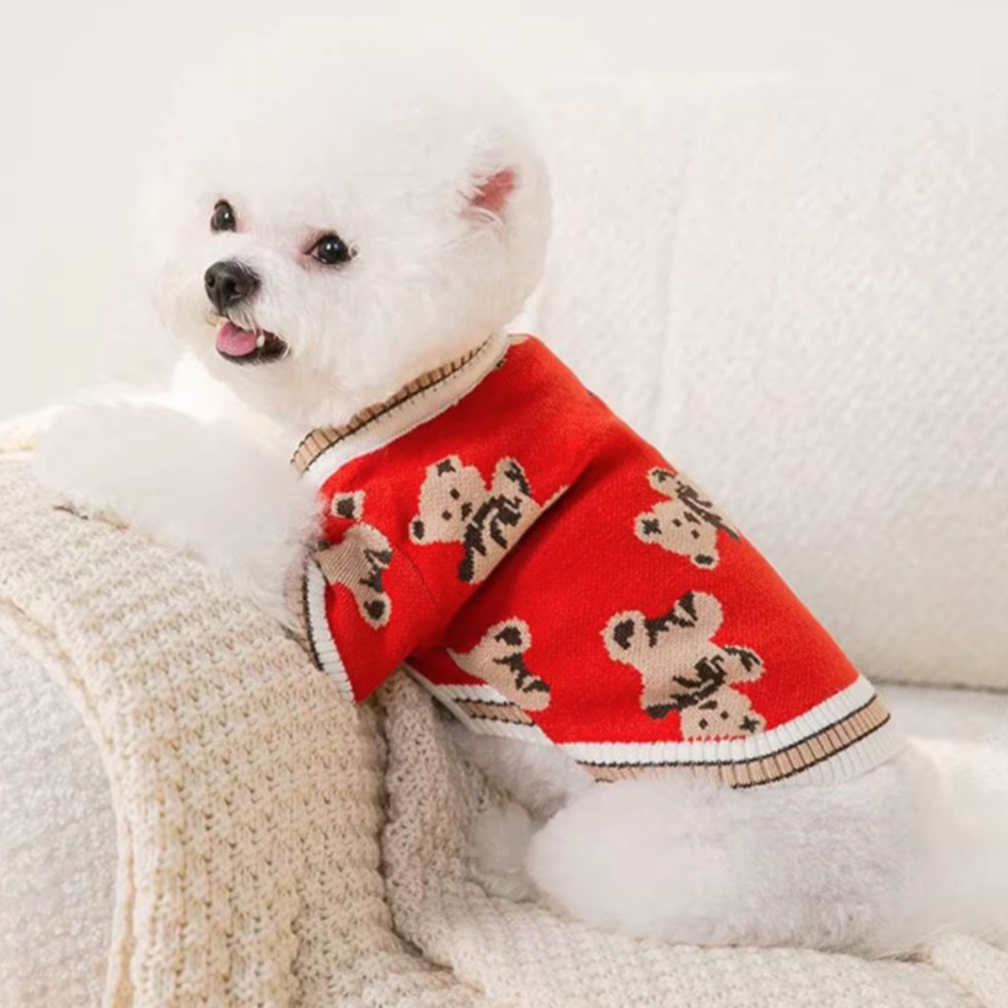 FLOCKI Pets™ Hundepullover Hunde Strickpullover, für Hunde in verschiedenen Größen, niedliches Teddy-Bär Design