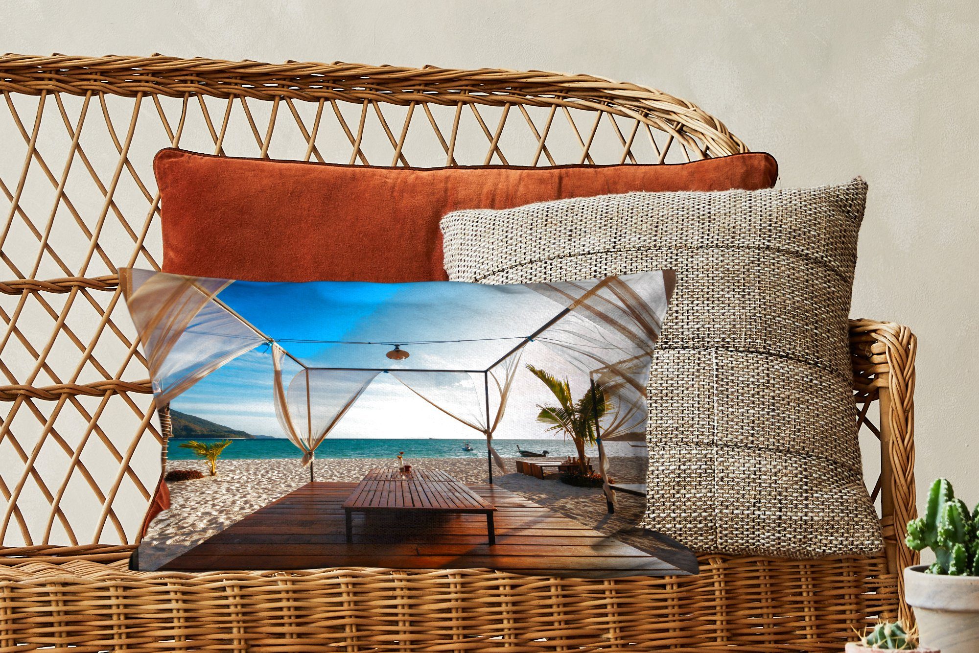 Schlafzimmer MuchoWow Zierkissen, mit Strand Luft Füllung, Dekokissen Wohzimmer - - Meer, Dekoration, Dekokissen