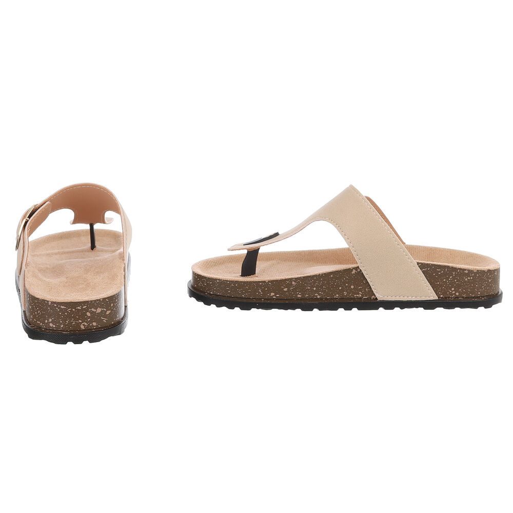 Ital-Design Modische Flip-Flops mit Schnalle für Damen Zehentrenner (91512278) Flach Zehentrenner in Beige – Bild 5 von 5