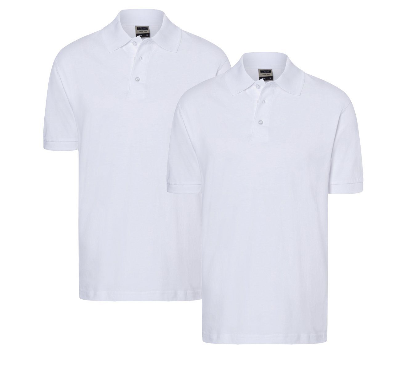 James & Nicholson Poloshirt mit Feines (Doppelpack, Sportlicher Bündchen Seitenschlitzen gestrickten Herren Piqué-Polohemd JN070 Schnitt mit 2er-Pack)