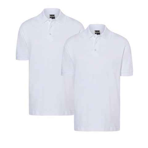 James & Nicholson Poloshirt Feines Herren Piqué-Polohemd mit gestrickten Bündchen JN070 (Doppelpack, 2er-Pack) Sportlicher Schnitt mit Seitenschlitzen