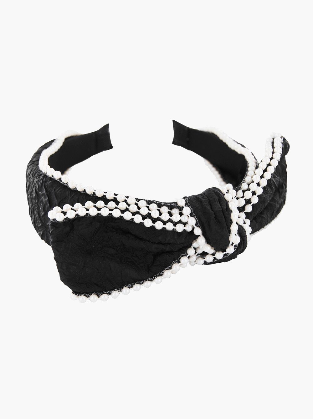 axy Haarreif Haarreif mit Perlen und große Schleife 14,5 cm x 4,5 cm, Vintage Damen Haareifen Haarband