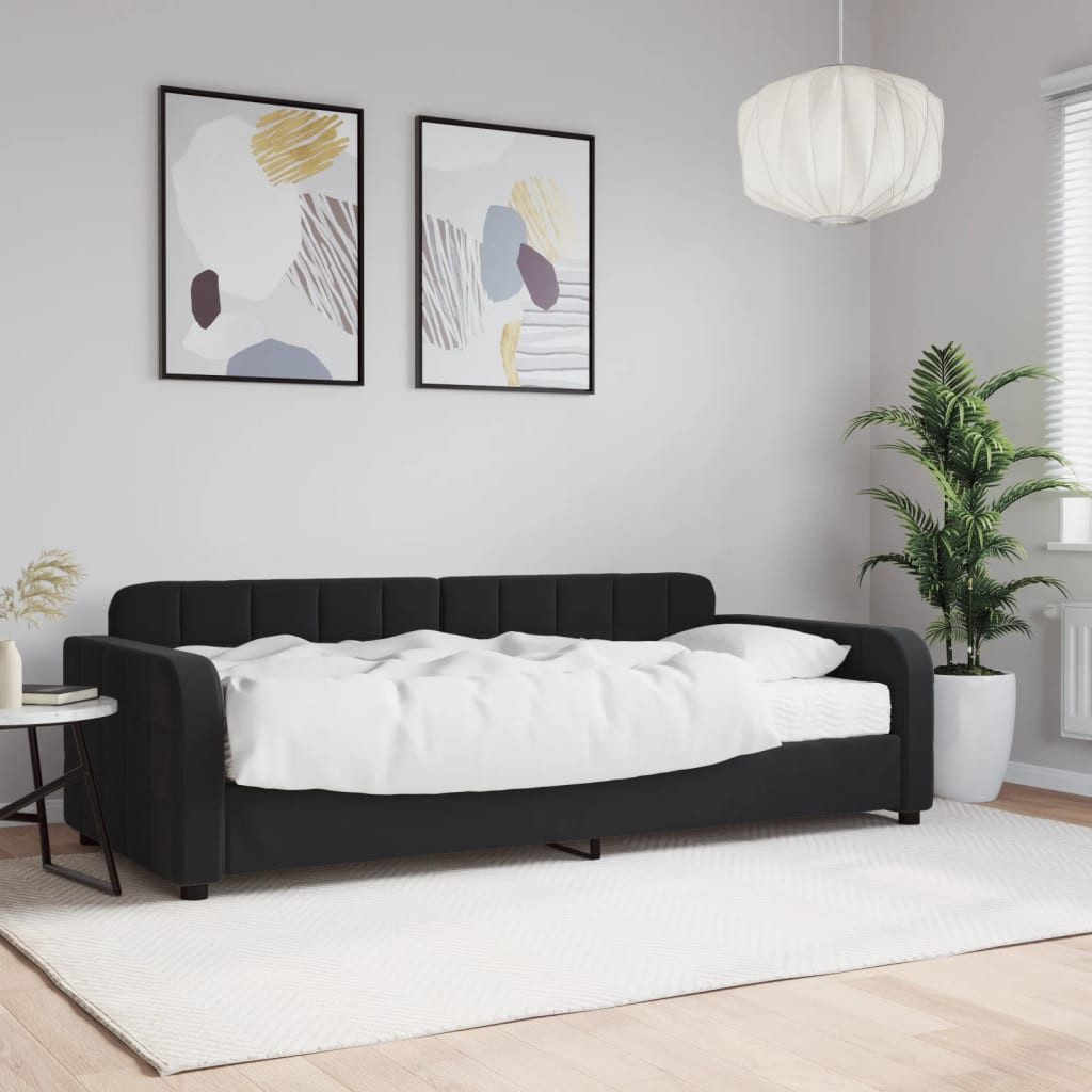 vidaXL Bett, Tagesbett mit Matratze Schwarz 90x200 cm Samt günstig online kaufen