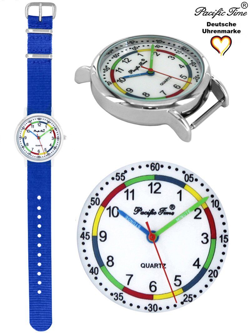 Pacific Time - First und Wechselarmband, Versand Armbanduhr Mix Match Gratis Quarzuhr Design Kinder Lernuhr nachhaltiges royalblau